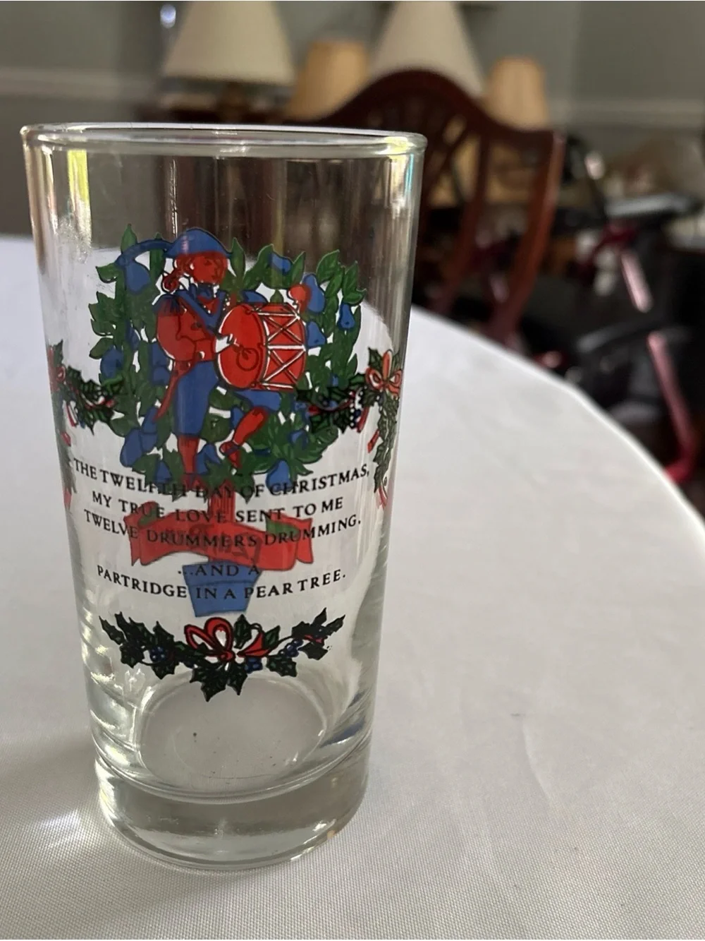 USA Vintage Indiana Glass 12 Days Christmas 12 Drummers Drumming
